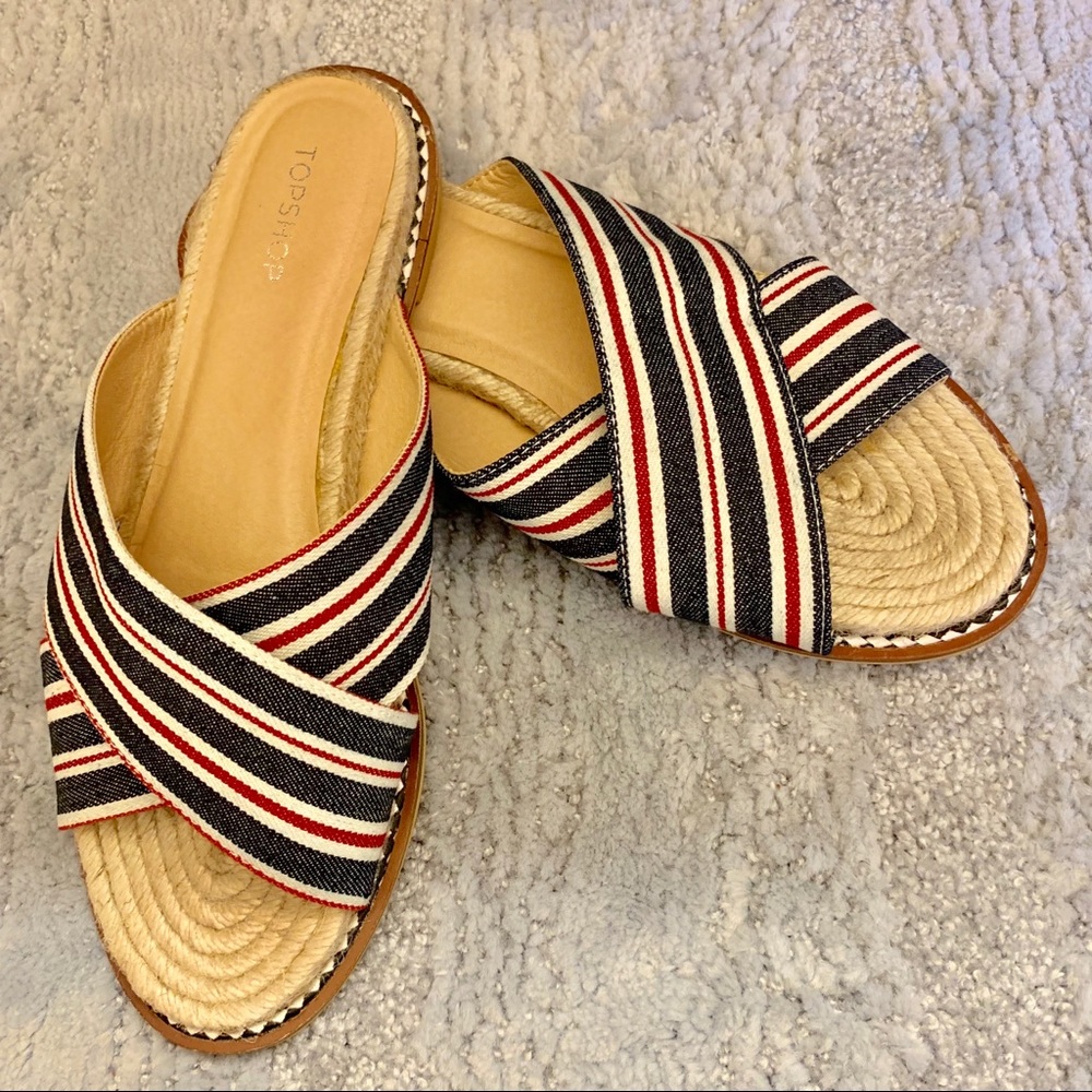 Topshop Red Blue Cross Espadrille Beachy Sandal 8 - Picture 3 of 8